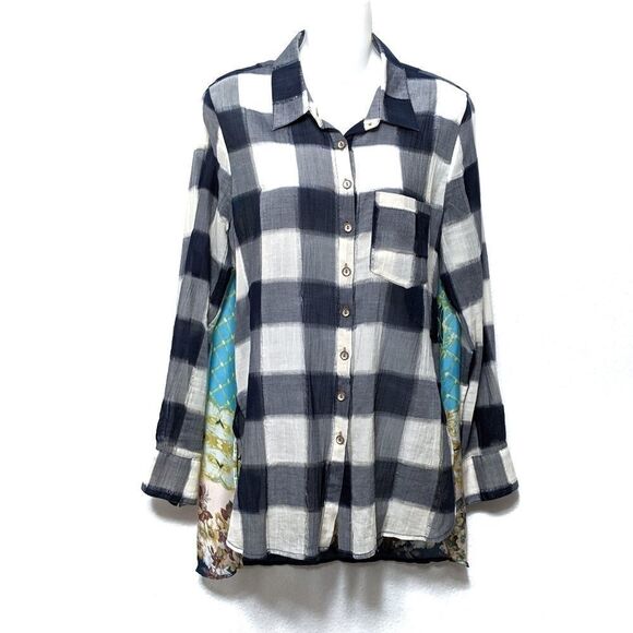 ARATTA SILENT JOURNEY Plaid Floral Button Shirt S - Picture 2 of 10